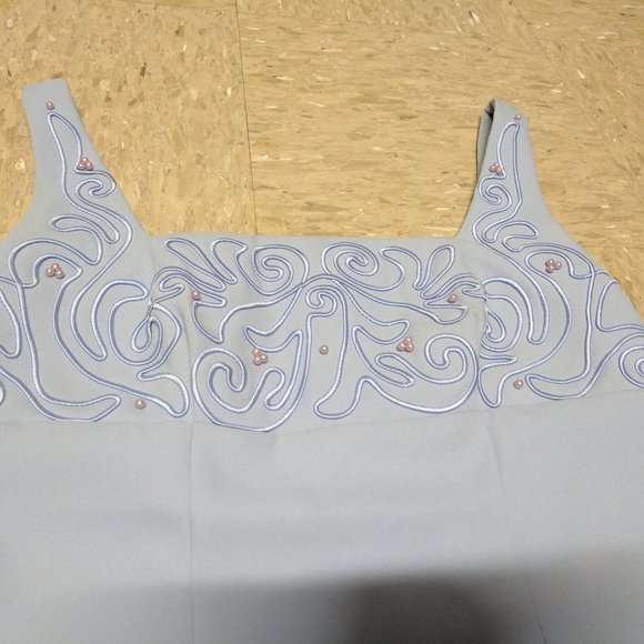 Powder Blue Maxi Gown Dress Formal Embellished - Picture 3 of 9